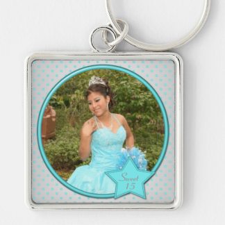 Llavero de Quinceanera del lunar de la plata y de
