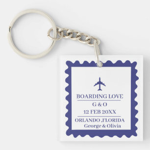 Llavero de recuerdo de boda con sello de pasaporte