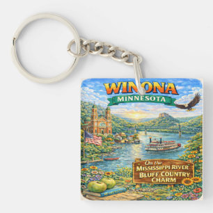 Llavero de regalo souvenir de Winona, MN Minnesota
