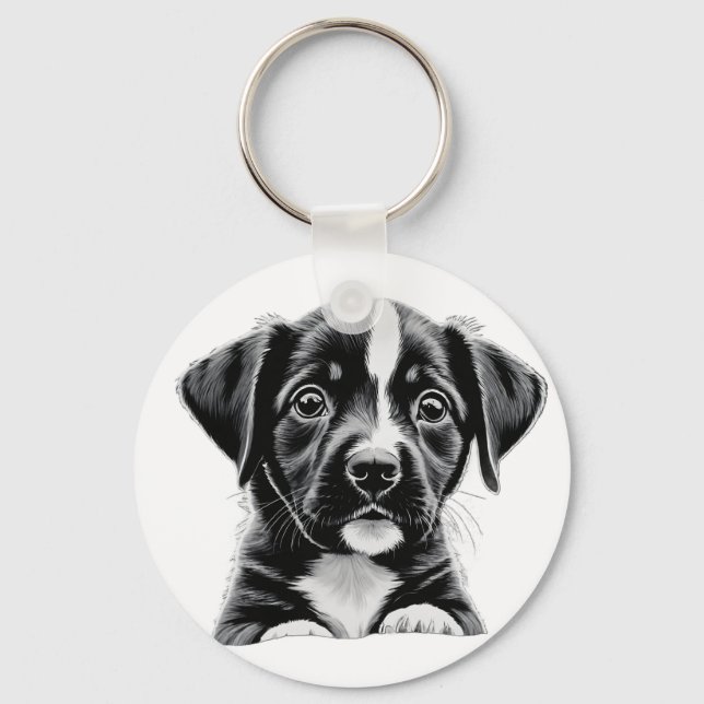 Llavero de retrato de cachorro adorable – Para ama (Anverso)
