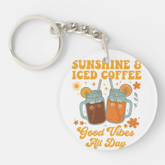Llavero de Retro Sunshine y Café Helado Buenas Vib