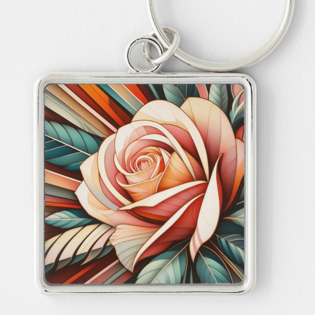 Llavero de Rosa Art Deco (Frente)
