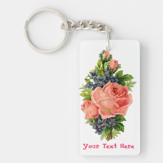 Llavero de Rosas y Violetas Personalizadas (Frente)