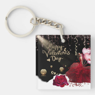 Llavero de san Valentín con rosa de mujer
