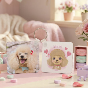 Llavero de San Valentín de Caniche con Nombre y Fo