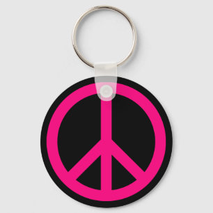 Llavero de signo de paz rosa