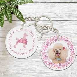 Llavero de silueta de caniche rosa personalizado y