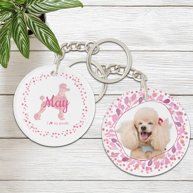 Llavero de silueta de caniche rosa personalizado y (Subido por el creador)