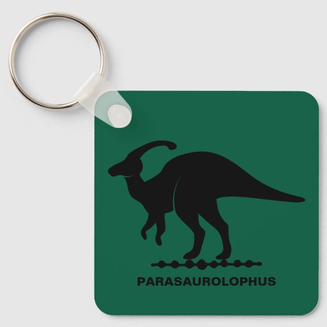 Llavero de silueta de dinosaurio Parasaurolophus (Anverso)