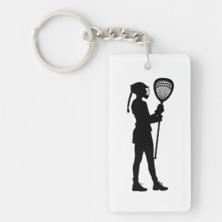 Llavero de Silueta de Portero de Lacrosse Doble Ca