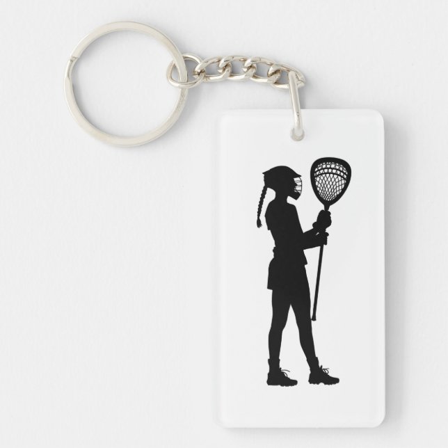 Llavero de Silueta de Portero de Lacrosse Doble Ca (Frente)