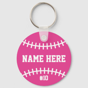 Llavero de Softbol Rosa para Niñas Equipo Atletas 