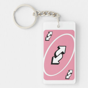 Llavero de tarjeta de reversa UNO rosa descarada –