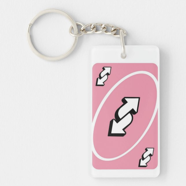 Llavero de tarjeta de reversa UNO rosa descarada – (Frente)