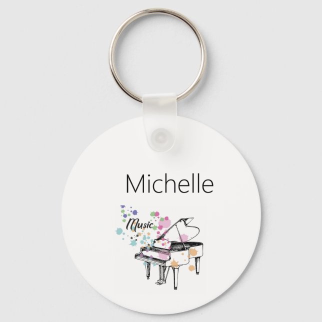 Llavero de Teclado de Piano y Notas Musicales (Anverso)