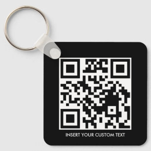 Llavero de texto personalizado QR moderno negro