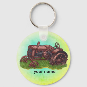 Llavero de tractor de granjero fuera de pasto