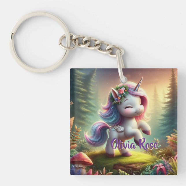 Llavero de Unicornio Personalizado (Frente)