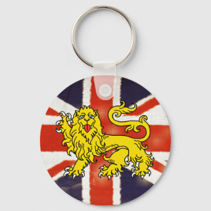 Llavero de Union Jack del vintage del león de la