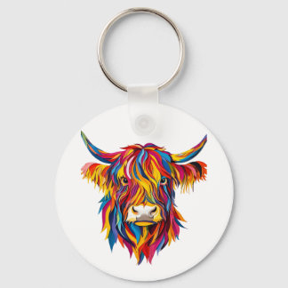 Llavero de Vaca Colorida – Arte Vibrante de Animal