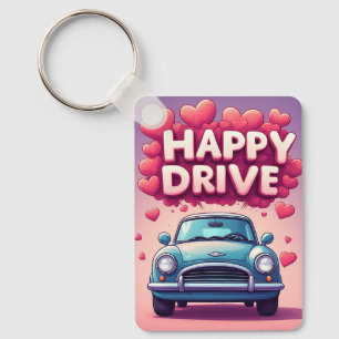 Llavero de viaje con coche vintage y corazones ❤️�