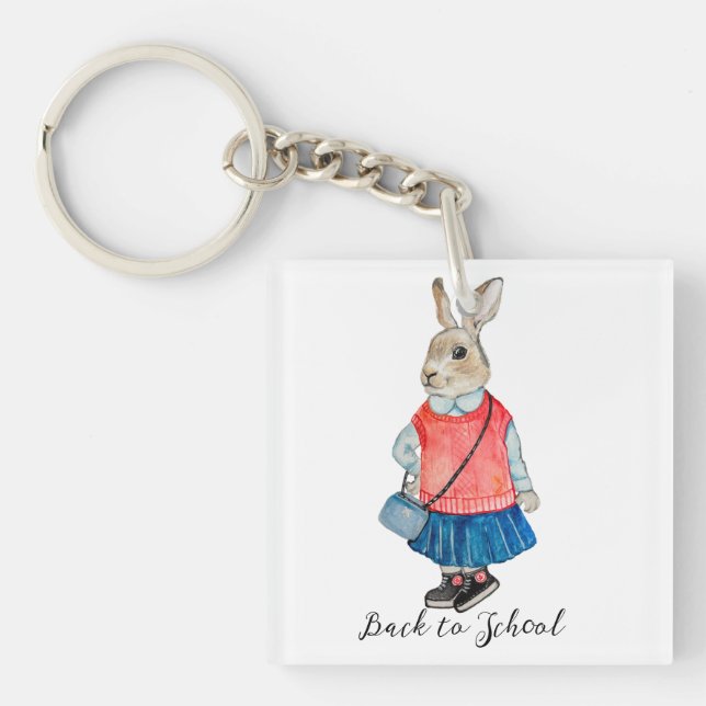 Llavero De vuelta a la escuela elegante conejito de fantas (Frente)