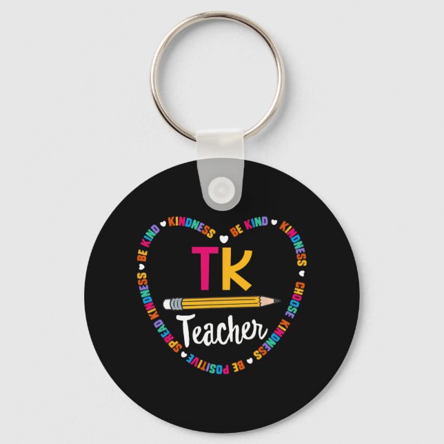 Llavero De vuelta a la escuela TK Teacher Transitorio Kind (Anverso)