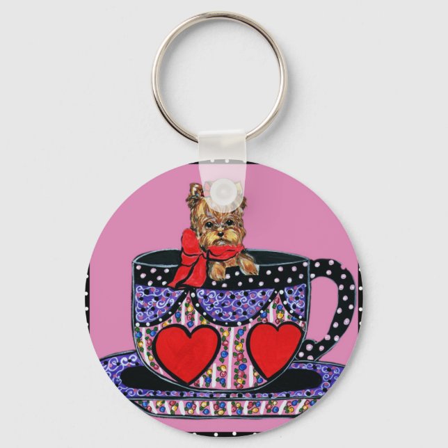 Llavero de Yorkie de Taza de Té (Anverso)