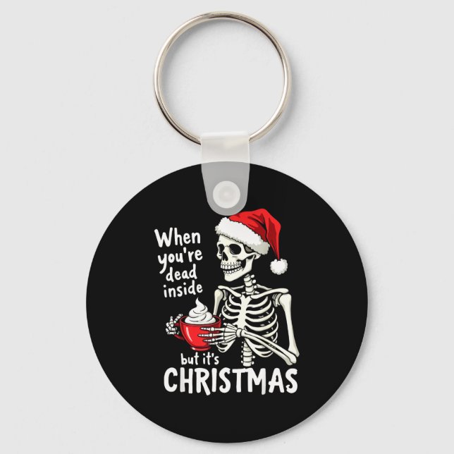 Llavero Dead Inside But Its Christmas Skeleton Coffee Xmas (Anverso)