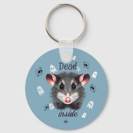 Llavero Dead Inside Opossum Keychain Spooky Ghost & Skull