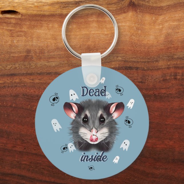 Llavero Dead Inside Opossum Keychain Spooky Ghost & Skull (Anverso)