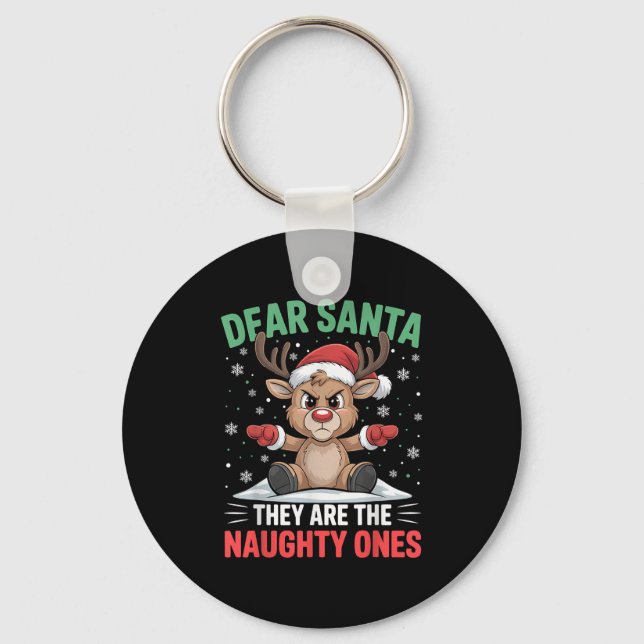 Llavero Dear Santa Funny Naughty Ones Reindeer Christmas H (Anverso)