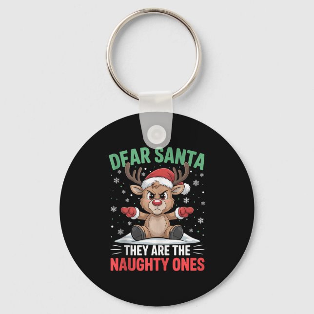 Llavero Dear Santa Funny Naughty Ones Reindeer Christmas H (Anverso)