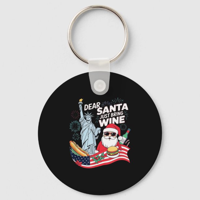 Llavero Dear Santa Just Bring Wine For Christmas  (Anverso)