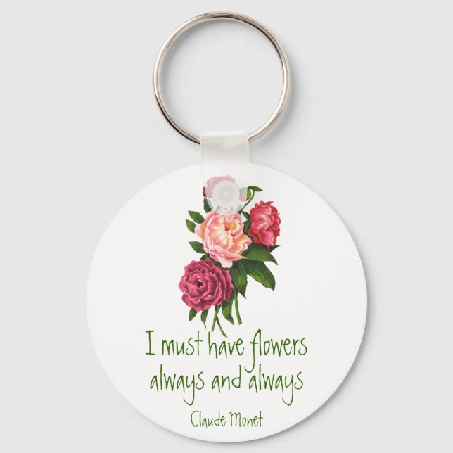 Llavero Debo tener Flores Claude Monet Cita Peony Art (Anverso)