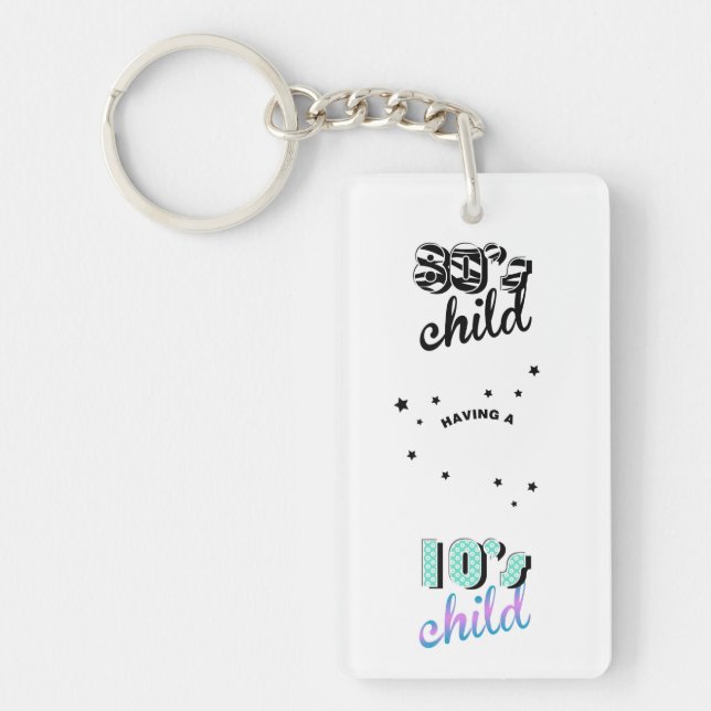 Llavero Décadas madre e hijo de los años 1980 y 2010 (Frente)