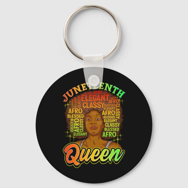 Llavero Decimoctava mujer Camisetas de junio Natural Afro  (Anverso)