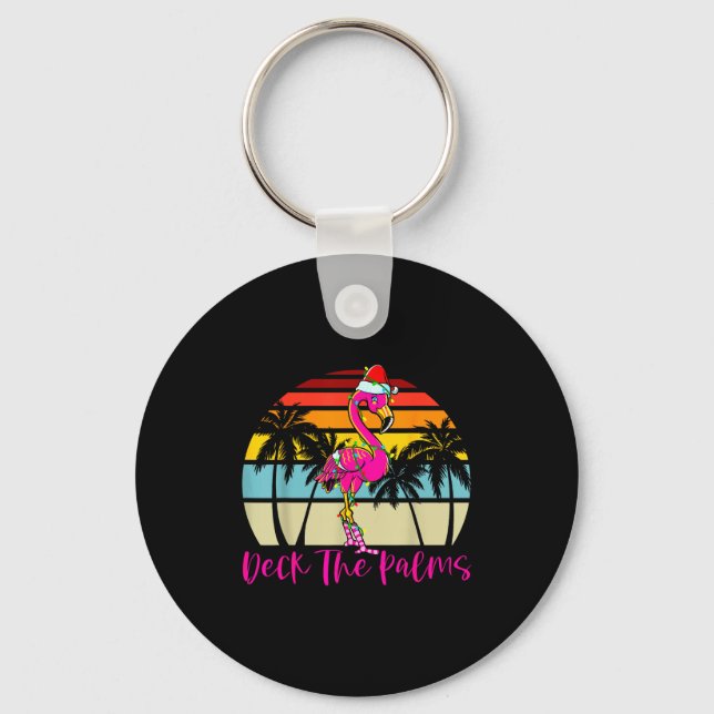 Llavero Deck The Palms Christmas Flamingo Palm Tree Trocal (Anverso)