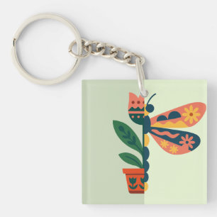 Llavero Decoración de mariposa colorida con elementos flor