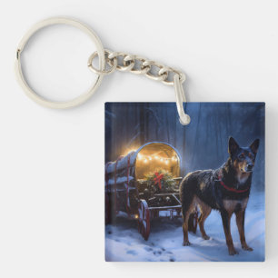 Llavero Decoración de Navidad de trineo nevado con Kelpie