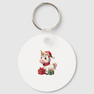 Llavero Decoración de Navidad de Unicornio Santa Camiseta