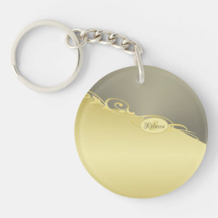Llavero Decoración de oro de lujo en oro y plata, Monogram