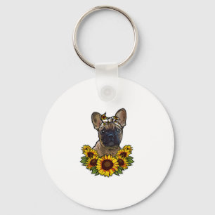 Llavero Decoración De Sunflower Frenchie Para El Perro Ama