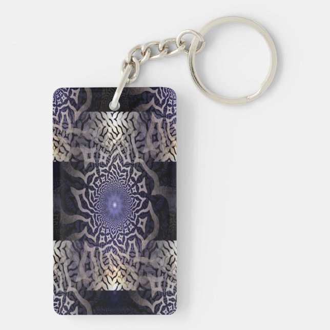 Llavero Decoración fractal de apofisis - violeta negro (Atrás)