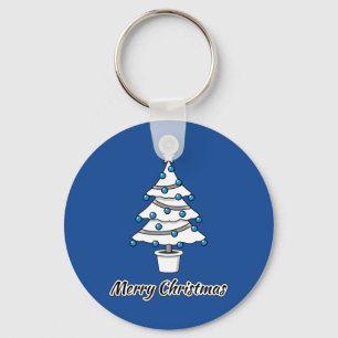 Llavero Decoraciones azules del árbol de Navidad blanco - 