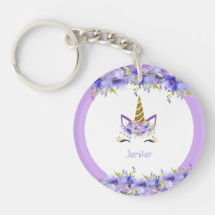 Llavero Decoraciones de cumpleaños de unicornio violeta fr