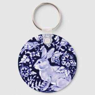 Llavero Dedham Blue Rabbit, diseño clásico azul y blanco