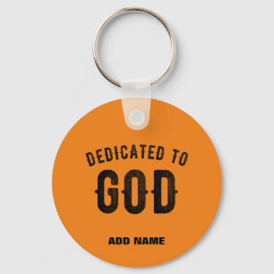LLAVERO DEDICADO A DIOS NARANJA OSCURO PERSONALIZADO TEXTO