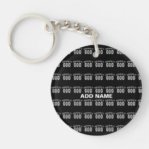 LLAVERO DEDICADO A DIOS PERSONALIZABLE GUAY TEXTO BLANCO