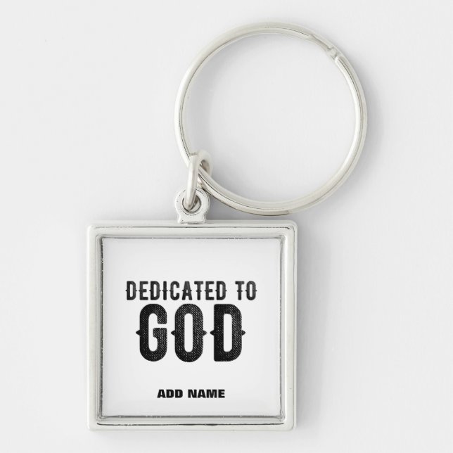 LLAVERO DEDICADO A DIOS PERSONALIZABLE GUAY TEXTO NEGRO (Frente)